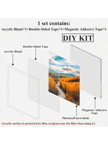 10 件 DIY 亚克力冰箱贴，手工礼品材料，创意冰箱贴，方形、圆形、透明、Ins 风格，送给朋友的礼物，圣诞节和新年礼物 - 彩色 - 查看 7