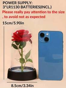 1pc Realistic Rose Lamp - With Lighting, Charming Red Rose LED Night Light - Battery Powered, Ideal For Bedroom And Desk Decor, Perfect Gift For Christmas, Mother's Day And Valentine's Day