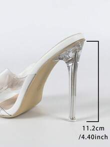 女士时尚性感优雅白色蝴蝶结装饰透明高跟穆勒鞋 - 方头细高跟凉鞋，迷人，适合夏季婚礼、派对、T台、户外日常穿着 - 白色 - 查看 9