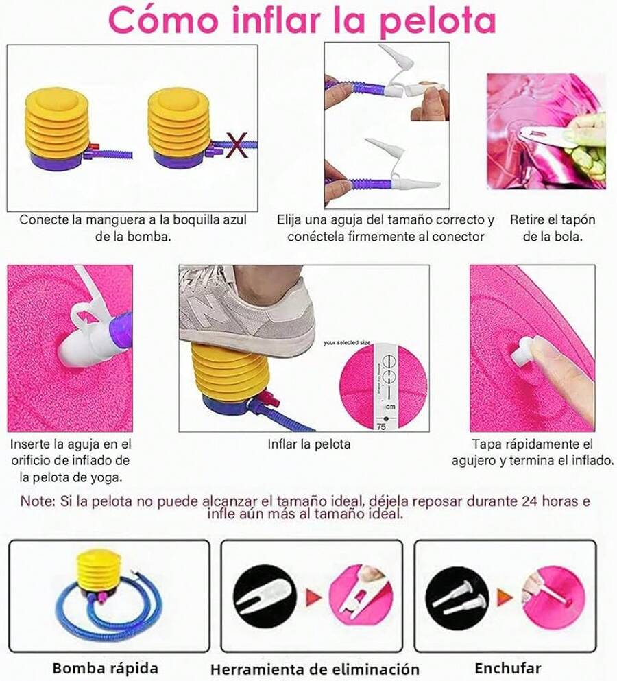 2pcs Pelota Pilates Incluye Pelota Yoga Grande de 65cm y Pilates Mini Ball de 25cm,Pelota para Embarazadas Antideslizante y Antichoque,Pelotas para Ejercicio chica Antipinchazos para Deportes,Fitness - rosa - Ver 1