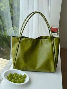 新款软皮大容量手提包，适合课堂通勤手提，独特设计单肩腋下包 - 綠色 - 查看 7