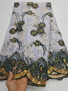 1 Yard /5 Yard African Lace Fabric 2025 High-Quality High-Grade Sequins Nigeria Sliky Fiber Fabric Suitable For Wedding Exquisite Three-Dimensional Flower Pattern DIY Handmade Materials With Embroidery Suitable For Cutting And Dry Cleaning, And A Variety Of Colors Are Available - Multicolor - View 17