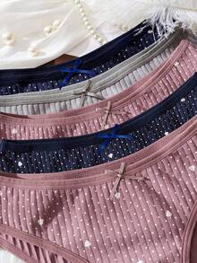 5件装女士内裤，可爱甜美女士内衣，女士纯棉三角裤，性感浪漫系列，罗纹针织三角裤，蕾丝边女士性感内衣，蝴蝶结透气三角裤，成人学生可爱内衣睡衣套装，碎花女士三角裤，舒适透气三角裤，低腰蝴蝶结三角裤，印花波点碎花三角裤，女士日常三角裤，春季基础款简约三角裤，母亲节礼物时尚内裤 - 彩色 - 查看 10