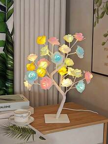 USB Powered Rose Tree Lamp - Comes With Data Cable/USB Rechargeable LED White Rose Tree Lamp - Flower Night Light, Adjustable Potted Design, Suitable For Home Living Room, Halloween, Bedroom And Party Decoration, Christmas Desktop Decor, Perfect Holiday Gift!