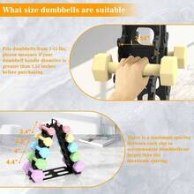 Dumbbell RackDumbbells not includedA - Frame Metal Dumbbell Holder with Handle, Multilevel Weight Storage Organizer Dumbbells, Tree Shape Compact Weight RackHolder, Women Home Gym - Negro - + 5 niveles - Ver 4