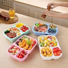 Bento Lunch Box Set 3 Compartment Food Storage Containers Wheat Straw Meal Prep Lunch Box Plastic Food Storage Containers, Microwave And Dishwasher (Light Colour), Home Decor, Party & Christmas Storage - 淺褐色 - 查看 8