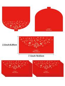 5pcs Christmas Card Envelopes, Money Envelopes, Gift Envelopes, For Christmas With Bronzing & Hollow Design Xmas Cash Gift Envelopes For Christmas New Year Holiday, Festivals, Weddings, Parties, Birthdays And Christmas Celebration, Unique Collectibles