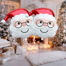 77*77cm Large Christmas Santa Claus Head Foil Balloons Helium Balloon Christmas Party Decorations Navidad 2026 - Multicolor - View 2