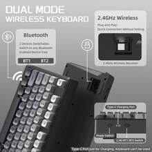 Bàn phím chơi game không dây ATTACK SHARK X FREEWOLF M96 80%, 94 phím TKL LED có thể sạc lại, bàn phím cơ PBT cho Win, Bluetooth 5.0/2.4Ghz chế độ kép cho văn phòng/chơi game - Nhiều màu - Xem 3
