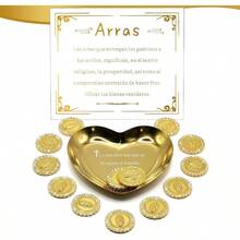 DArras Para Boda Catolica Wedding Coins Arras De Boda Set With 13 Virgen De Guadalupe Aras Coins And Decoracion Box For Ceremony. RecShaped10 - 金色 - 查看 5