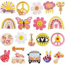 22Pcs Summer Iron On Patches Vintage Embroidered Patches Cute Hawaiian Applique Patches Clothing Backpacks Jeans Hats