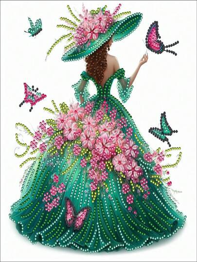 1 Stück "Elegante Frau umgeben von Schmetterlingen" Diamant Malerei Set, geeignet für Anfänger und Erwachsene, toll für Heimdekoration und Geschenke, Diamant Kunst, ohne Rahmen, 30cm/11,8in * 30cm/11,8in
