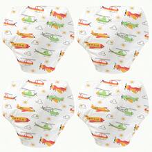 4 件卡通图案训练裤，可洗学习裤，透气训练布尿布，防漏，男女通用，四季婴儿内衣，婴儿可洗印花如厕训练裤，完美礼物 - 彩色 - 查看 21