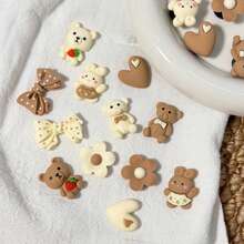 12pcs Cute Animal & Floral Shoe Charm Set - Adorable Bear, Bunny, Heart & Bow Designs In Pastel Colors, Durable ABS Material - Perfect For DIY Shoe Customization & Fashion Accessories