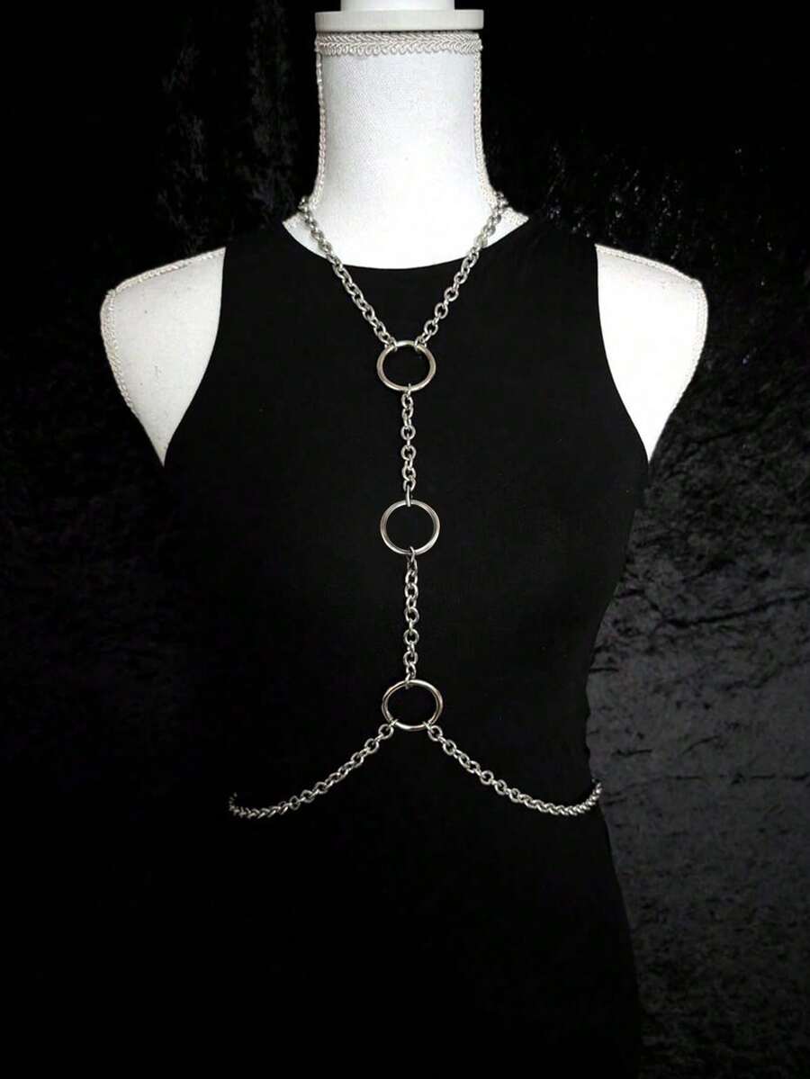 1 Phụ kiện thời trang thời Phục Hưng dành cho nữ, dây chuyền bạc quyến rũ, dây thắt lưng trang trí theo phong cách Gothic, thích hợp cho tiệc Halloween