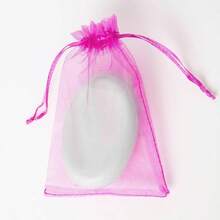 100PCS Organza Bags, 4x6 Inches 10x15cm Small Mesh Bags Drawstring, Jewelry Bags, Packaging Bags Valentines Day, Party, Festival, Bathroom Soaps, Makeup Organza Favor Bags White - Hot Pink - View 7