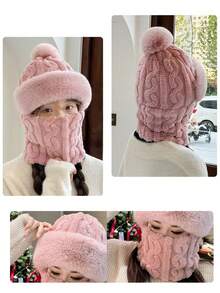 1 pieza Conjunto de gorro de punto y guantes de punto con protección de oreja, unisex, de moda casual y cálido para otoño/invierno, adecuado para uso diario, viajes al aire libre, senderismo, esquí, ciclismo, escalada, decoración de otoño