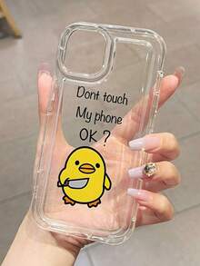 1pc Minimalist Cute Cartoon Yellow Duck Pattern Airbag Anti-Slip Soft Phone Case Compatible With IPhone 11/12/13/14/15/16 Pro Max,International Version, Not The Domestic Version - Multicolor - View 2