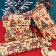 8 Sheets Christmas Gift Wrapping Papers - 50x70cm, Santa Claus / Nutcracker / Time And Space Gate / Gift Bear Pattern, Perfect For Christmas, Birthdays, Holiday Party Decorations, DIY Crafts And Multi-Occasion Gift Wrapping(4/8Sheets) - Multicolor - View 5