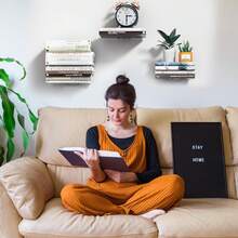 Invisible Bookshelf, Hidden Floating Shelf, Wall Hanging Book Storage Shelf, Wall Decoration, Aesthetic Room Decoration, Living Room, Study, Office, Bedroom Storage And Organization Room Decor - 白色 - 查看 4