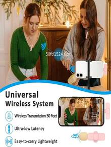 Pink Wireless Lavalier Microphone Mini Portable 2.4GHz Dual Lavalier Microphone Plug And Play Lavalier Microphone With Automatic Noise Cancellation And 60Mah Rechargeable Battery Suitable For Video Recording Live Broadcasting, Interviews