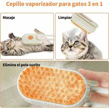 Vantisan Cepillo Para Gato con, Recargable Steamy Brush Dog, Cepillo Deslanador eléctrico para perro, cepillo para gato con para depilación, masaje, peinado de mascotas - Beis - Ver 2