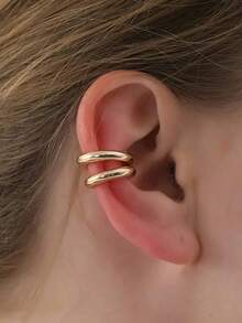 2pcs Gold & Silver Metallic Earring Set, For Women - Gold - View 4