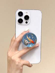 1pc Magnetic Sliding Phone Stand, Carp Shell Faux Pearl Starfish Spherical Desktop Phone Holder Compatible With IPhone, Android Phone, Gift For Birthday, Family, Friends Push-Pull Phone Grip Phone Accessories