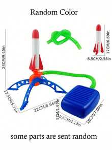1个随机颜色脚踏式火箭玩具，户外互动发射火箭发射器（部分零件随机发送） - 彩色 - 查看 3
