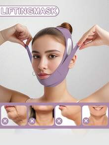 Reusable Face-Lifting Bandage V-Shaped Face-Lifting Mask- Breathable Double Chin Reducer & Jawline Lift,V-Shape Face Shaper Women's Chin And Cheek Lift Belt,Firming Bandage, Refreshing Fragrance-Free Facial Instrument, Skin Care Massager, Contour Design, Firm Fixing Strap,Facial Skin Care Beauty Tools. - Multicolor - View 10