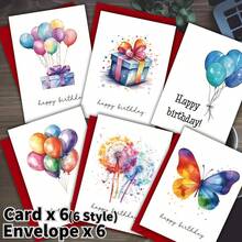 6 طقم بطاقات عيد ميلاد ملونة بألوان نمط مائية مع مغلفات، بطاقات ملاحظات فارغة لعيد الميلاد بكميات كبيرة للعائلة والأصدقاء والزملاء