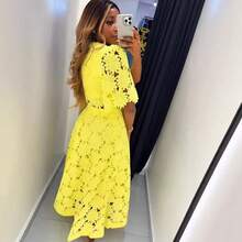 Conjunto de dos piezas de moda casual con diseño francés y calado para mujer - Blanco - Ver 4