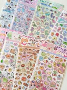 Metallic Silver Glaze Stickers, 3D Cute Animal Decorative Stickers, Suitable For Phone, Water Cup, DIY, Gifts