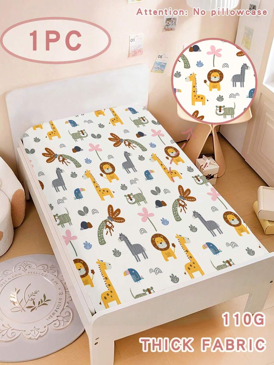 1 件卡通婴儿床床单森林动物防过敏防滑可爱婴儿床垫保护套婴儿礼物 - 彩色 - 查看 1