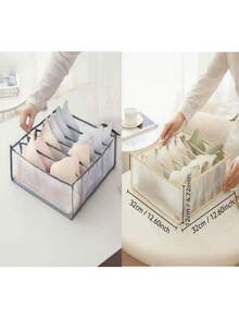 1 件/2 件白色/灰色/米色/粉色内衣收纳盒 - 6 格内衣收纳盒、可折叠内衣隔层收纳盒、衣柜收纳隔层、家用胸罩抽屉收纳盒