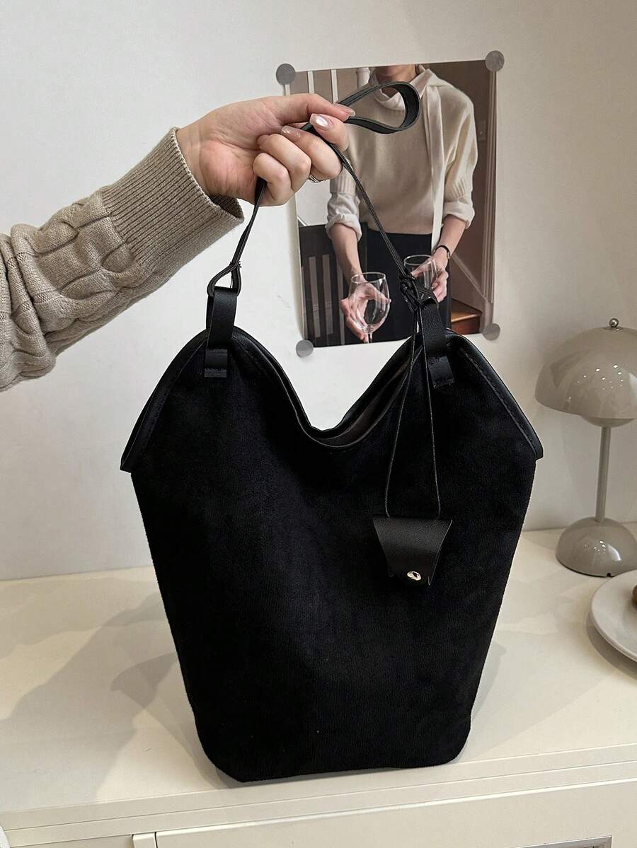 Fashionable Large Capacity Shoulder Tote Bag For Women, Design - Black - View 1
