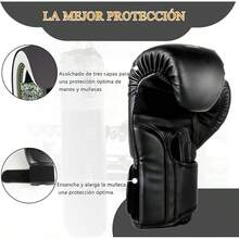 Jasonwell Guantes de Box 10 12 14 16 Oz para Entrenamiento y Costal - Protector Bucal Incluido - Absorción de Impactos para Boxeo, Kickboxing y Gym - Negro - Ver 6