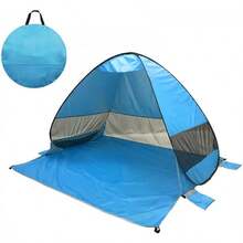 BS-26 Carpa de Playa, Refugio de Sol de Playa Up Carpa de Sombra de Playa, Refugio de Sol Cabaña 2-3 Personas Protección - Azul claro - Ver 7