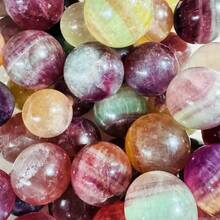 1pc Rainbow Fluorite Crystal Ball - Vibrant Watermelon-Shaped Natural Gemstone Decor, Home Accents And Unique Gift Idea - 5-6cm - View 7