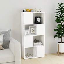 Librería/Divisor de ambientes Larryhot de madera de ingeniería blanca, resistente y duradera, fácil de montar, estilo decorativo, adecuadA, Para guardar adornos, figuras, libros, artículos pequeños, etc. - Blanco - Ver 3
