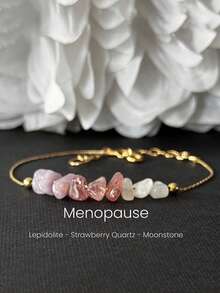Menopause Bracelet Hormone Balancing Crystal Made With Raw Crystal Strawberry Quartz And Moonstone - Gold - View 2