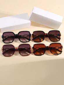 Oversized Women's Fashion Fashion Glasses, Metal Glasses, Summer Holiday Travel Beach Accessories, Fashionable Geometric Full Frame Retro Personalized Fashion Glasses For Women, Suitable As Holiday Gift, Street Style, Beach Vacation, Date Outfit Accessory, Fashion Item