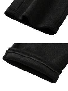 男士休闲运动套装，长袖上衣和裤子，适合户外活动、健身房、散步、简约、春秋季 - 黑色 - 查看 3