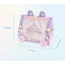 17cm Comfortable Pink Tent Bed 1st/2nd/3rd Generation Glazed Figurine Plush Doll, Cute Girlish Tent Bed Decor, Small Dog Hanging Ornament For LABUBU - Multicolor - View 5