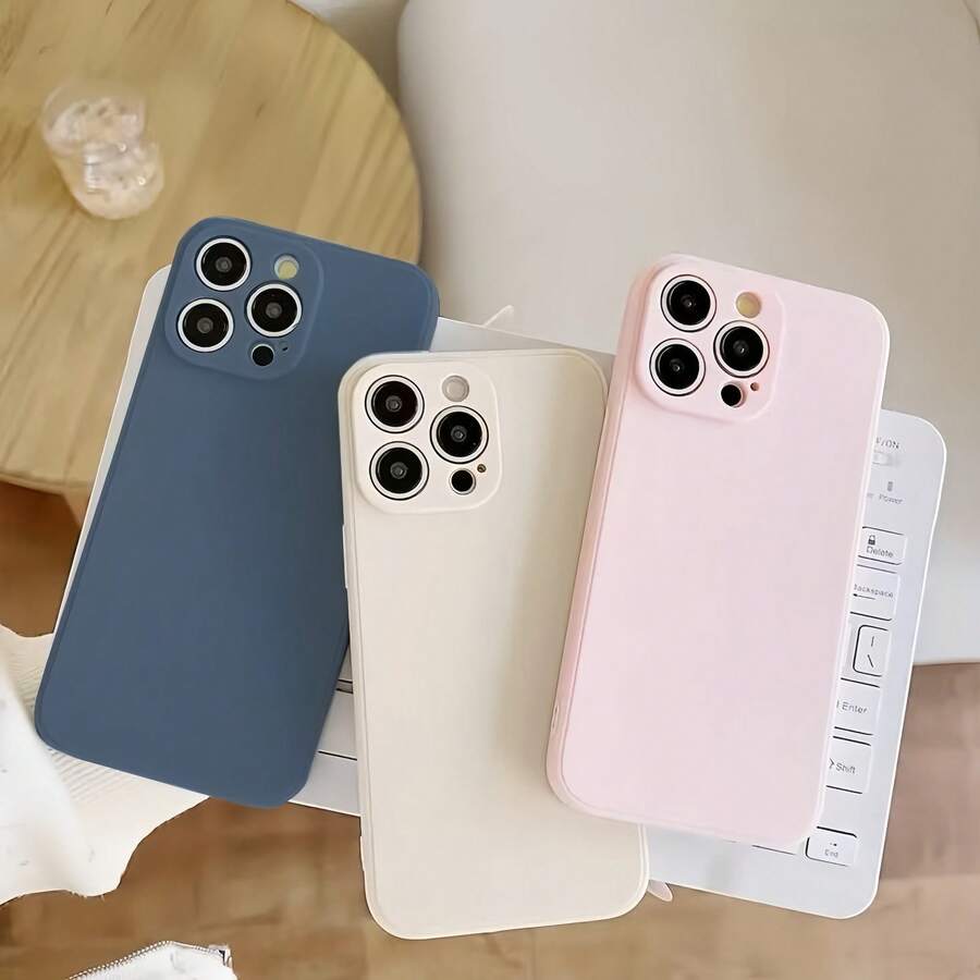 3 件纯色直边全覆盖防摔手机壳适用于 Apple 16PROMAX/15PLUS/15PRO/15/14PROMAX/14PLUS/14PRO/14/13PROMAX/13PRO/13/12PROMAX/12PRO/12 11PROMAX/11PRO/11/XSMAX/XR/XS/7/8PLUS