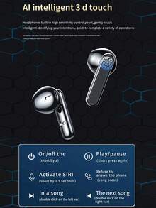 全新无线蓝牙耳机，带镜面LED数字显示屏，重低音，内置麦克风，音质清晰，无线游戏耳机，待机时间长，支持音乐和多模式游戏