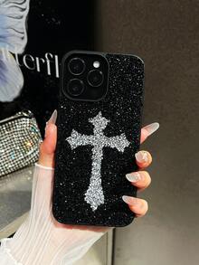 Funda de teléfono vintage con estilo gótico de lujo, 1 pieza, negra con cruz de cristal negro, para iPhone 17 Pro Max, regalo de cumpleaños - Blanco - Ver 5