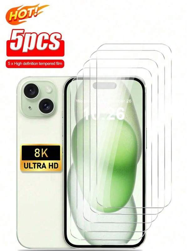 kamyuurs 5Pcs Compatible With IPhone Models, Best-Selling High-Definition Tempered Glass Screen Protector Anti Drop Anti Scratch Smooth Texture Ultra-Thin Full Coverage Compatible With IPhone X/XR/11/12/13/14/15/16/17 Full Series. Friendly Design, Compatible With All Phone Cases Screen Protection Essentials, Applicable To Daily Shield, Office, Home Phone Screen Protector Phone Accessories Waterproof Shockproof Anti-Fall Scratch Resistant