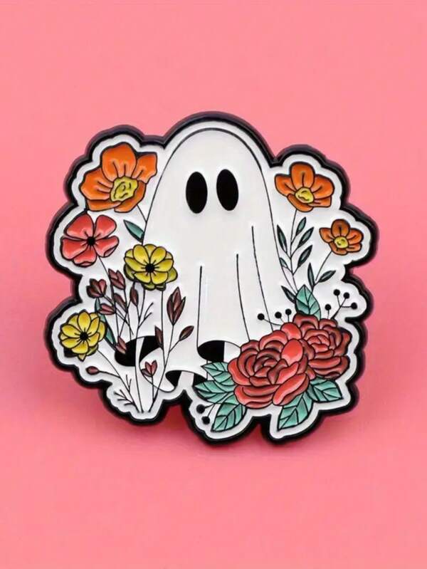 1 broche plano de liga de zinco para Halloween, design de desenho animado, distintivo de lapela colorido, adequado para mochilas e acessórios femininos, joias, acessórios para fantasias, pingentes para bolsas, acessórios de escritório