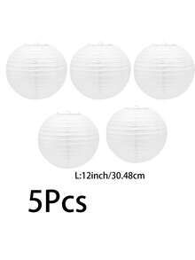 5 件 10 英寸/25.4 厘米白色风格纸灯笼婚礼灯笼纸灯罩节日派对用品 - 白色 - 查看 6